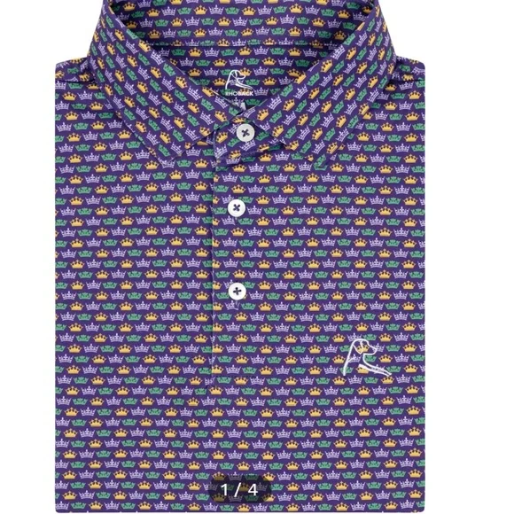 Rhoback Men's Crown Pattern Shirt - Purple and Yellow - Picture 1 of 5